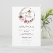 Meisje Doop Uitnodiging in het Spaans Boho (Staand voorkant)