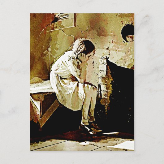  meisje door Fireplace Briefkaart (Voorkant)