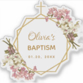 Meisje Dop Goud Roze Orchideeën Bloemen Geometrisc Sticker (Voorkant)