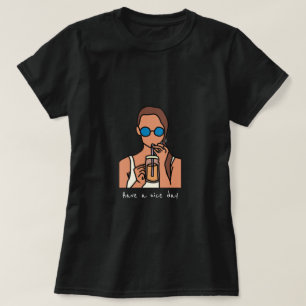 Meisje drink bubbelthee moderne tijd t-shirt