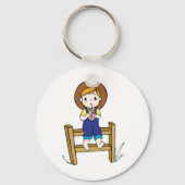 Meisje Drink op een hek Sleutelhanger (Achterkant)