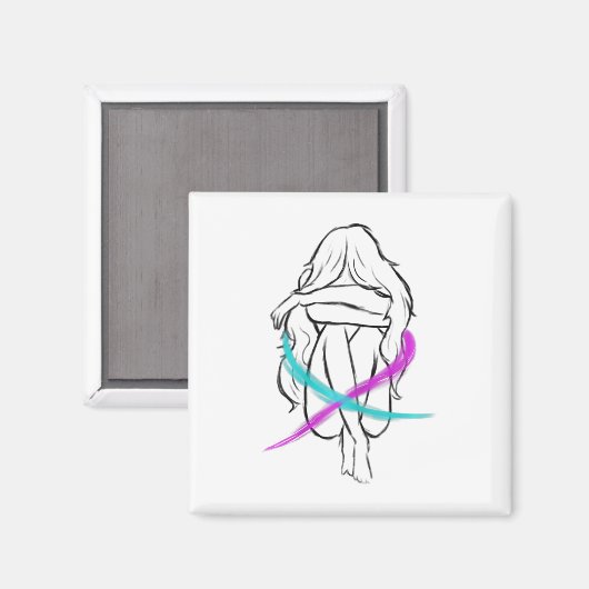 Meisje drinkt introvert Suicide Prevention Awaren Magneet (Voorkant / Achterkant)