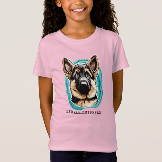 Meisje Duitse Herder T-shirt (Voorkant)