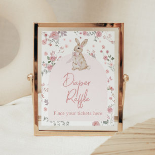 Meisje Een Bunny Baby shower Luier Raffle Poster