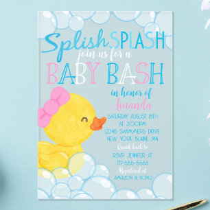 Meisje Eend Baby Shower Bevroren Acryl Uitnodiging Uitnodigingen