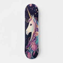 Meisje Eenhoorn Regenboog Kleuren Bloemen Skateboard