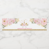 Meisje Eenhoorn Roze Bloemen Verjaardagsfeestje Fa Waterfles Etiket (Enkel label)