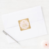 Meisje Eerste Communie Roze Faux Gold   Vierkante Sticker (Envelop)