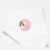 Meisje Eerste Heilige Communie Goud Roze Polka Dot Ronde Sticker (Envelop)