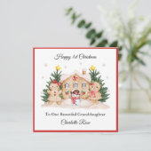 Meisje Eerste Kerst Gingerbread Snowman Kaart (Staand voorkant)