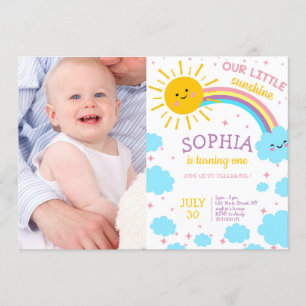Meisje Eerste Verjaardag Foto Little Sunshine Afbe Kaart
