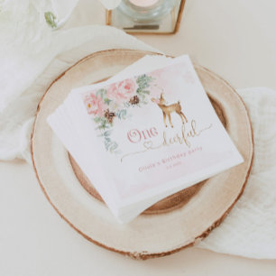 Meisje eerste verjaardag winter Een-hert-vol verja Servet