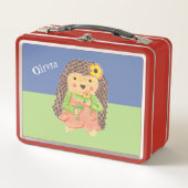 Meisje egel gepersonaliseerde metalen lunchbox (Voorkant)