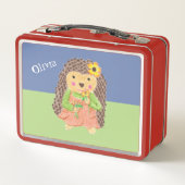 Meisje egel gepersonaliseerde metalen lunchbox (Achterkant)