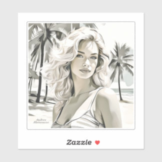 Meisje Elegant in zwart en wit Sticker