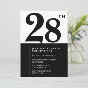 Meisje Elegante uitnodiging voor 28ste verjaardag 