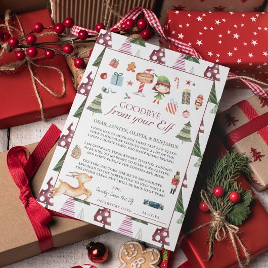 Meisje Elf | Kinder Kerst Elf Afscheidsbrief Kaart