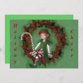 Meisje Elf op uitnodiging voor kerstfeestdagen (Voorkant / Achterkant)