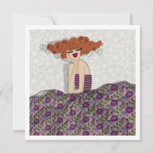 Meisje Elfje Bloemige Mode Illustratie Kunstkaart Kaart