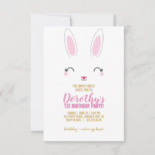 meisje ELKE LEEFTIJD roze BUNNY VERJAARDAG feest Kaart
