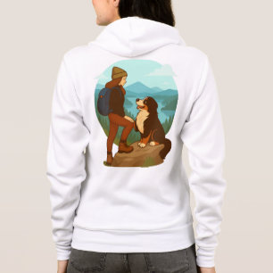 Meisje en berghond avontuur illustratie hoodie