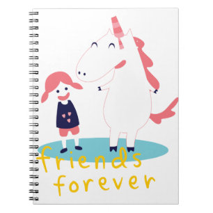 Meisje en beste vriendin van Unicorn Notitieboek