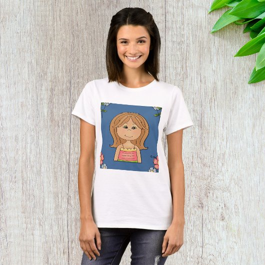 Meisje en bloemen t-shirt