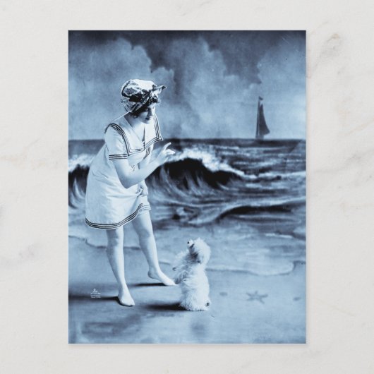 Meisje en Dog 1913 Briefkaart (Voorkant)