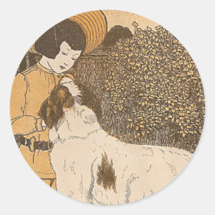 Meisje en een hond ronde sticker