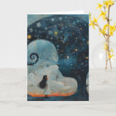Meisje en een Surreal Blue Fantasy Tree Kaart (Gele Bloem)