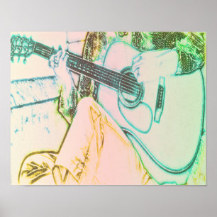 Meisje en gitaar poster