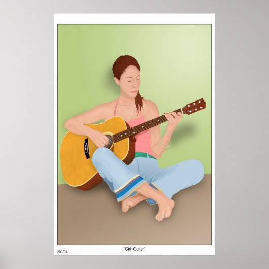 Meisje en gitaar poster (Voorkant)