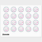 Meisje en Glam Roze Licht Blauw Glitter Sweet Sixt Ronde Sticker (Vel)