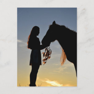 MEISJE EN HAAR HORSE BRIEFKAART