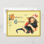 Meisje en haar kat Briefkaart (Voorkant / Achterkant)