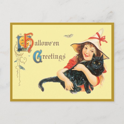 Meisje en haar kat Briefkaart (Voorkant)