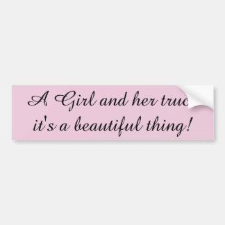 Meisje en haar truck, mooi! Roze Bumpersticker