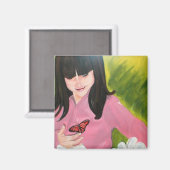 Meisje en haar vlinder magneet (Voorkant / Achterkant)