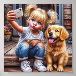 Meisje en hond Selfie Wall Poster