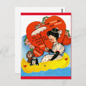 meisje en honden in het Briefkaart Canoe Valentij (Voorkant / Achterkant)