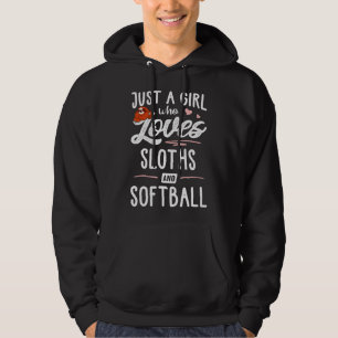Meisje en houdt van een luiaard die softbal luiaar hoodie