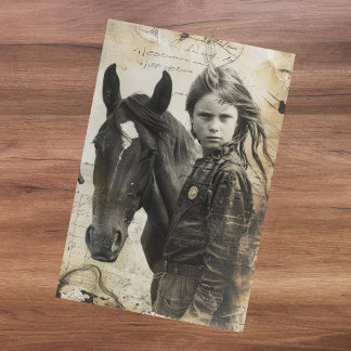  Meisje en Huis Boerderij Decoupage Tissuepapier