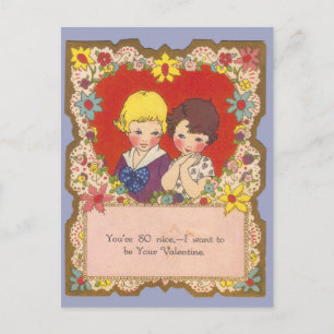 meisje en jongen in de Valentijn van het hart Briefkaart