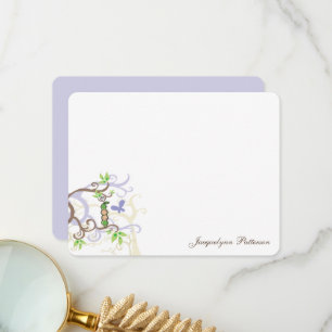 Meisje en jongen twijfelt Paarse erwten in een paa Bedankkaart