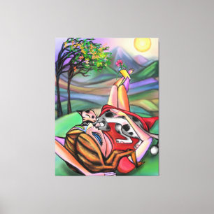 Meisje en Kat In Natuur Canvas Print - Kunst Schil