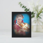 Meisje en kip briefkaart (Staand voorkant)