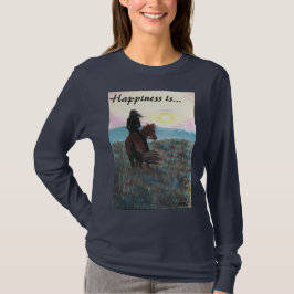 Meisje en paard "Geluk is" Dames T-Shirt