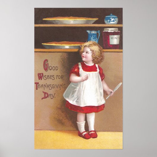 Meisje en pompoenen  Thanksgiving Poster (Voorkant)