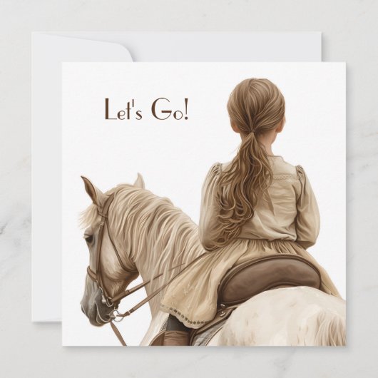 Meisje en Pony verjaardagsfeestje Kaart (Achterkant)