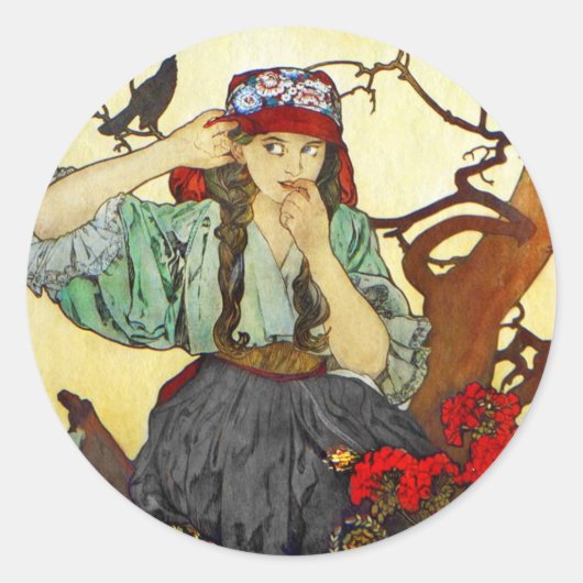 Meisje en Raven Moraviair Teacher Choir Ronde Sticker (Voorkant)